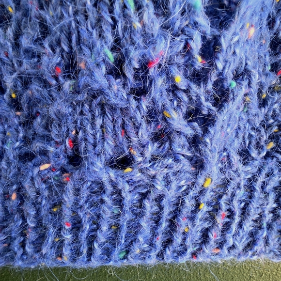 Blue Speckled Women's Crew Neck Sweater Handmade Soft Wool - Picture 9 of 16